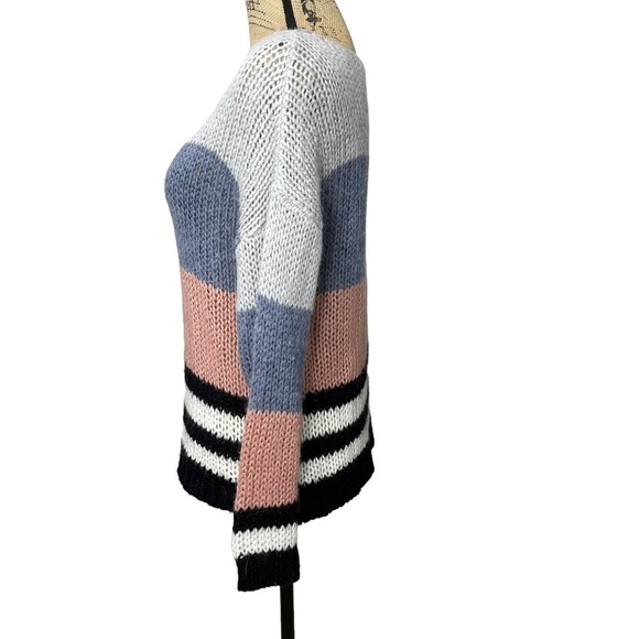 LUCKY Brand Bold Stripe Sweater Loose Knit Wool Blend - Picture 7 of 14